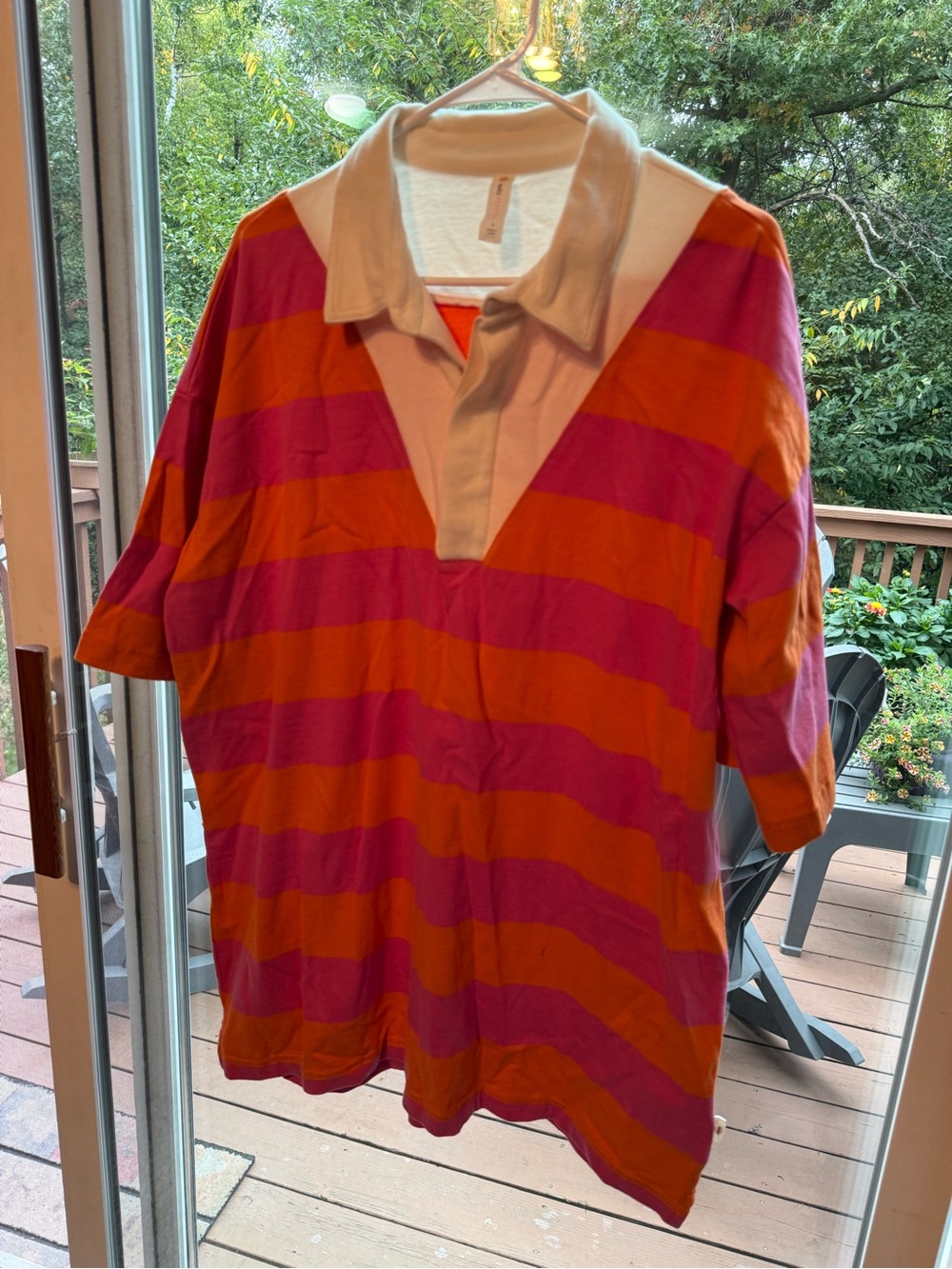 Daily Practice Striped Rugby Polo Shirt - Pink & Orange